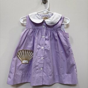 The Beaufort Bonnet Company Lavender Shell Appliqué Peter Pan Collar Dress